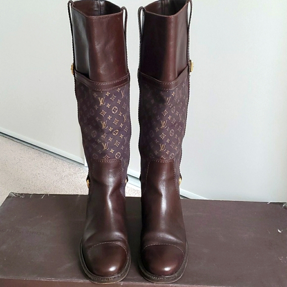 Louis Vuitton Shoes - Louis Vuitton monogram mini lin riding boots